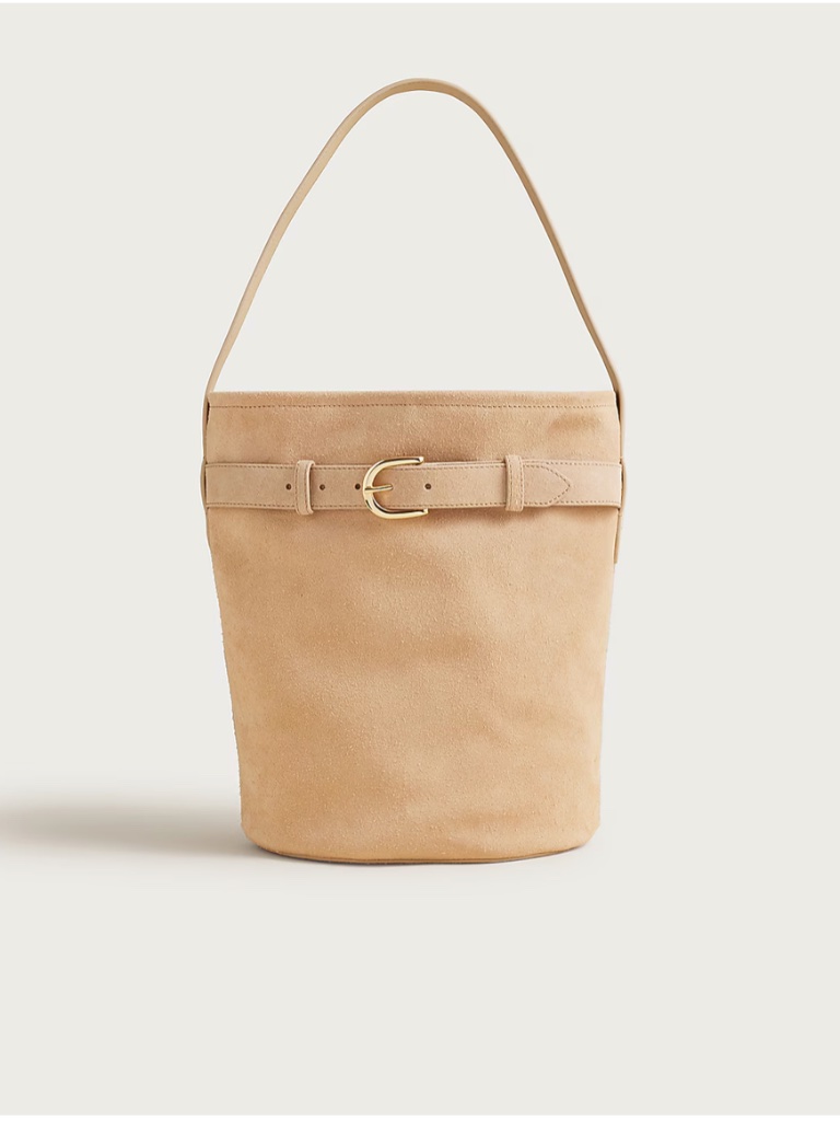 Nwt J. Crew Berkeley Belted Buckle Bag In Natural Suede